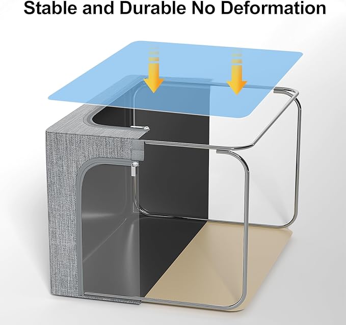 GoMaihe Clothes Storage Bins Metal Frame: 3-Pack Compact Stackable Closet Storage Bin with Lid & Clear Window, Space Saving Organizer for Sweaters Kids Clothes (Dorm/Closet 27L)