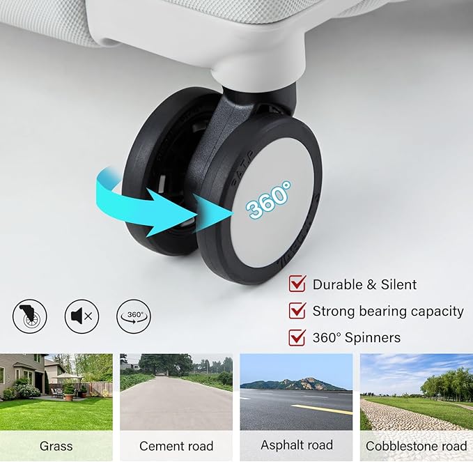 Hanke 20 Inch Hard Shell Suitcases with Spinner Wheels, Lightweight Carry On Luggage 22x14x9 Airline Approved Built-in TSA Lock, Durable Suitcase Rolling Luggage Carry-On Bag(Smoke White)