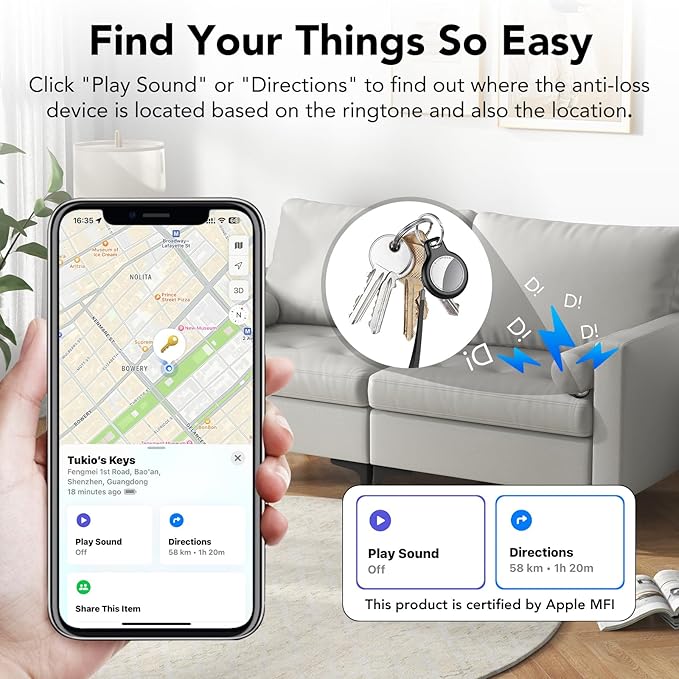 2025 New [Apple MFi Certified] (iOS Only) Air Tracker Tags-2 Pack, Bluetooth Tracker for Apple Find My, Replaceable Battery, Key Finder and Item Locator Smart Tag for Keys, Bags, Luggage, Pets, Wallet