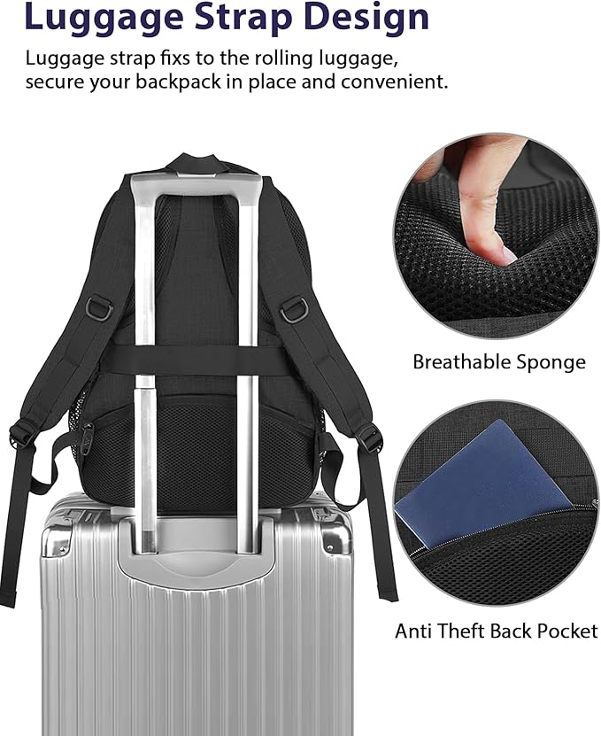 MATEIN 15.6 Inch College Backpack, 20 L Airline Approved Laptop Computer Backpack with Multiple Organization Pockets, Water Resistant Personal Item Casual backpack for Men Women, Black