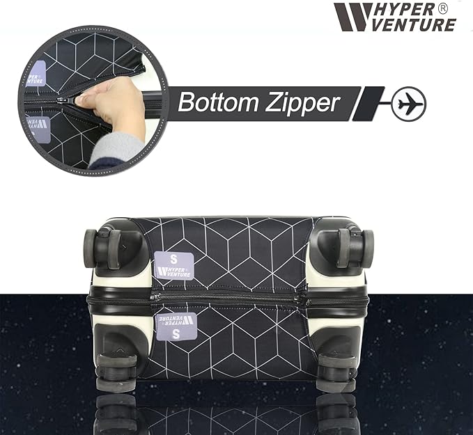 HYPER VENTURE Washable Luggage Cover - Fashion Suitcase Protector Fits 18-22 Inch Luggage (Black Maze, S)