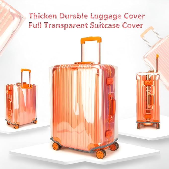 3 PCS Luggage Covers for Suitcase TSA Approved,20/24/28 Inch Full Clear Luggage Protector 3mm Thickness Suitcase Protector Cover TAS Approved Suitable for Long Travel Accessories