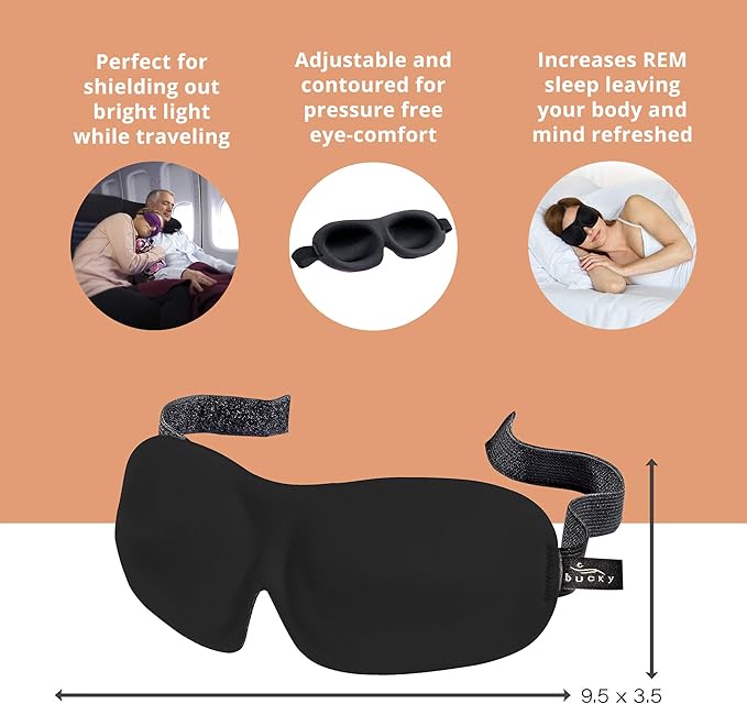 Bucky 40 Blinks No Pressure Eye Mask for Travel & Sleep, Granite Dots, One Size