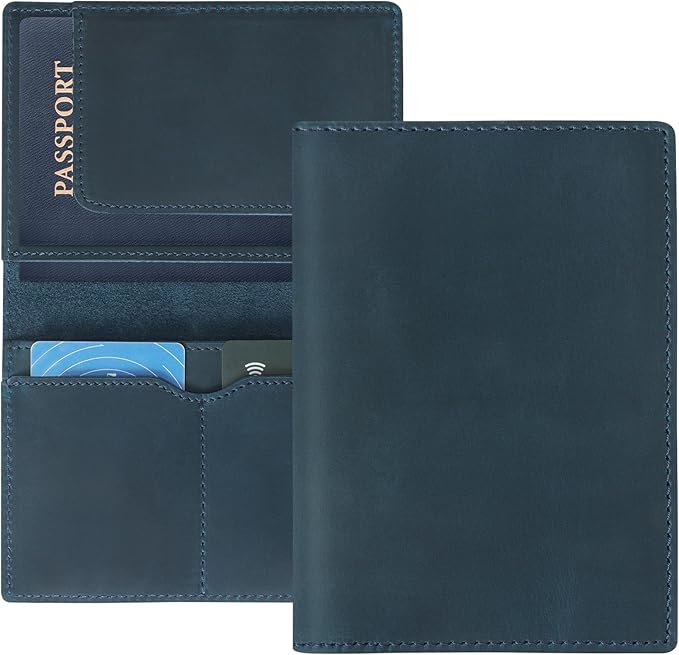 Jack&Chris Leather Passport Holder, Handmade Passport cover, Travel Wallet Cover Case for Men and Women, Leather Travel Documents Organizer Protector, JC107