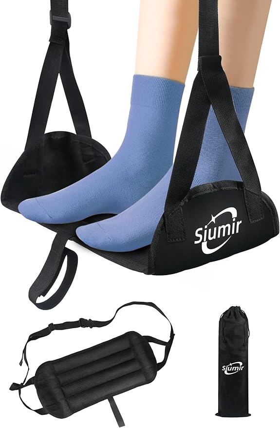 Airplane Foot Hammock, Upgraded Anti-Squeeze Foot Rest for Plane Travel - Relax Your Feet with Better Support, Thickened Foam, Portable Design, and More Comfortable Foot Sling