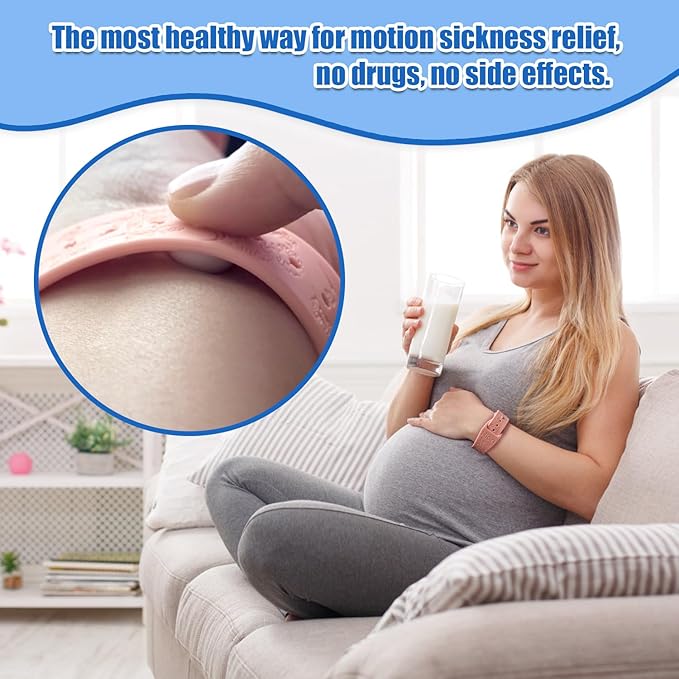 Hion Motion Sickness Bracelets Sea Sickness Wristbands for Motion Sickness/Morning Sickness/Pregnancy Nausea Anti Nausea Wristband Acupressure Nausea Bands Motion Sickness Bands（3Pairs-Pink）