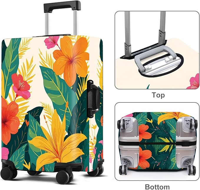 Luggage Cover Washable Suitcase Protector Anti-Scratch,Stretchable Fit for 20-34Inch Luggage Durable Travel Bag Cover with Zipper Closure (Flower, XL(fits 32-34Inch suitcase))