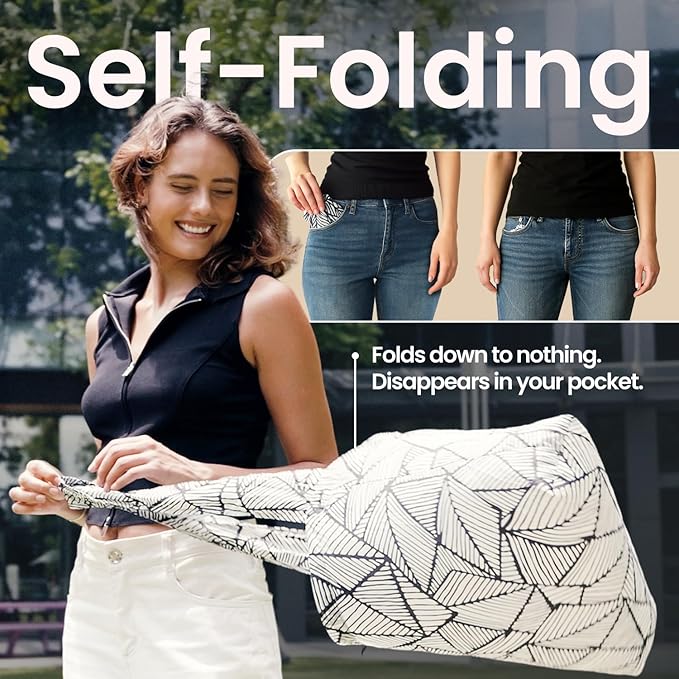 Nanobag Ultra-Lightweight Foldable Tote for Women & Men, Reusable Grocery & Travel Bag, Packable Collapsible Compact Market Essential (Standard Black)