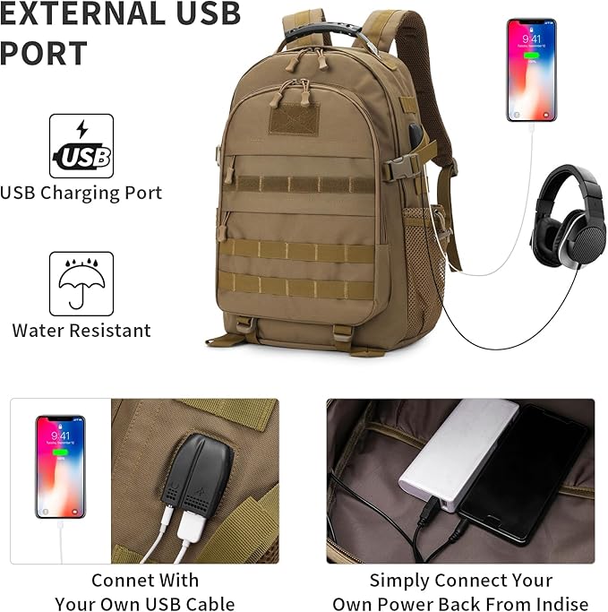 HUNTVP Military Tactical Backpack 40L Large Army 3 Day Assault Pack Molle Bag Backpacks WR Hunting Rucksack Assault Pack