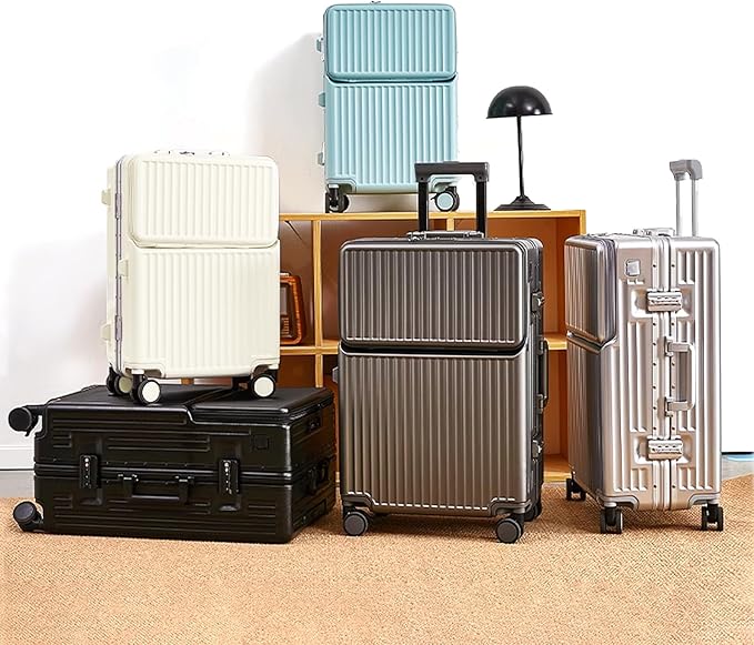 Zipperless Luggage, Polycarbonate Aluminum Hard Shell, Expandable Carry-On Suitcase with Spinner Wheels, Hard Shell Suitcase, 24 Inch Cabin