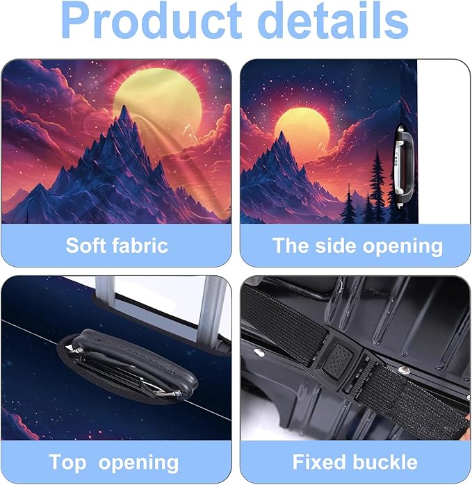 Luggage Cover Washable Suitcase Protector Anti-scratch Suitcase cover Fits 20-34 Inch Luggage (Snow mountain, S(20-22inch suitcase))