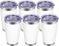 VEGOND 20oz Tumbler with Lid and Straw Stainless Steel Tumbler Cup Bulk Vacuum Insulated Double Wall Travel Coffee Mug Powder Coated Coffee Cup(White 6 Pack
