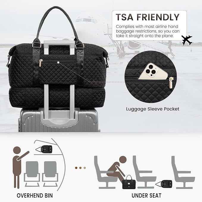 LOVEVOOK Travel Duffle Bag,Weekender Bags for Women with Shoe Compartment，Carry on Overnight Bag with Toiletry Bag,Gym Duffel Bag with Wet Pocket, Hospital Bags for Labor and Delivery