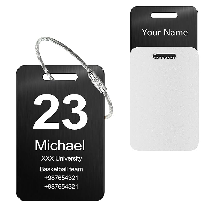 Customized Stainless Steel Luggage Tags: Personalize Your Suitcases, Backpacks, and Bags with Your Text - Custom Initial Text Name ID,Number 2"x3.3"(2 Pack)