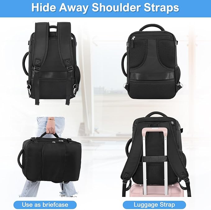 Travel Backpack for Men Women, Personal Item Travel Bag with Multi-Pockets, Airline Approved Carry on Backpack Fits 16inch Laptop, Waterproof Casual Backpack for College,Travel, Work