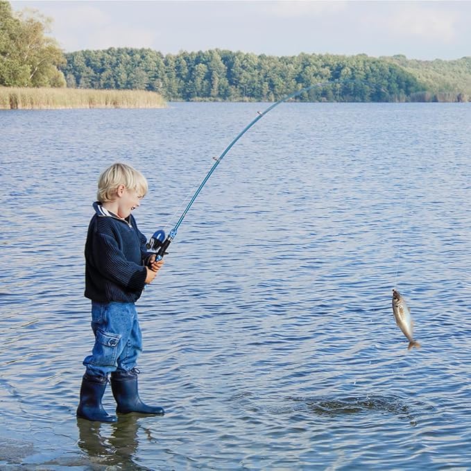 CODEK Kids Fishing Pole Set with Full Starter Kits 2 Set Portable Telescopic Fishing Rod and Reel Cambos for Boys Girls Toddler Youth Age Beginner Little Children Junior Anglers