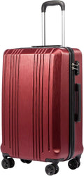 Coolife Luggage Suitcase PC+ABS with TSA Lock Spinner Carry on Hardshell Lightweight 20in 24in 28in (wine red, L(28IN))