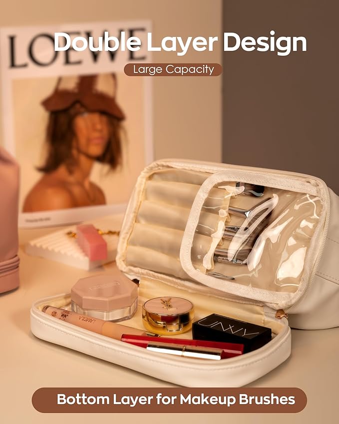 Womens Gifts, Personalized Makeup Bag with Handle, Party Gift Ideas Cosmetic Bag with Makeup Brush Organizer, Travel Toiletry Bag, Gifts for Friends Female Mom, Teen Birthday Gifts