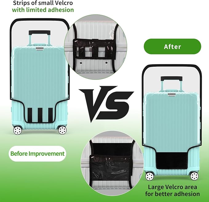 Suitcase Covers For Luggage, 24 Inch Clear PVC Luggage Covers Protector Full Thicken Transparent Waterproof Suitcase Sleeve With Large Velcro for 24" Wheeled Suitcases