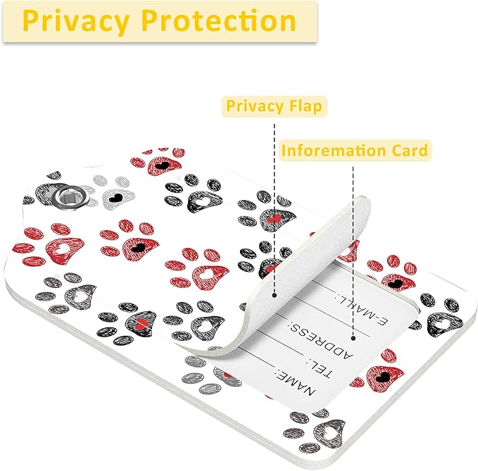 2 Pack Paw Pattern Luggage Tags for Suitcases,Paw Print Leather Baggage Suitcases Tag Name ID Label Privacy Cover Travel Bag Tags for Women Men Boys Girls