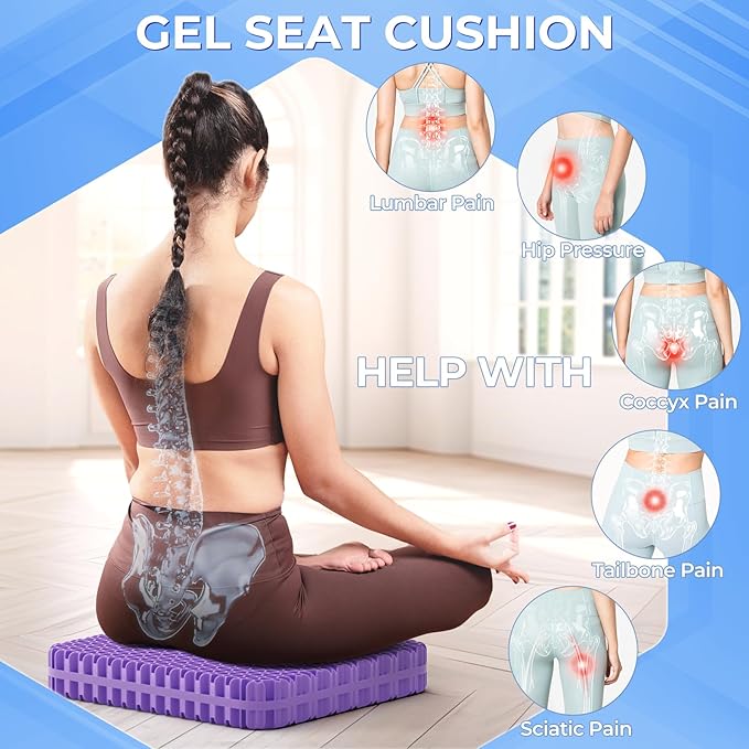 TushGuard Gel Seat Cushion for Long Sitting, Enlarged & Thickened Patent Design Office Chair Seat Cushion, Breathable Cooling Pads for Chairs, Soft Car Cushions for Wheelchair(X-Large, Grey)