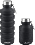 Nefeeko Collapsible Water Bottle, Reuseable BPA Free Silicone Foldable Water Bottles for Travel Gym Camping Hiking, Portable Leak Proof Sports Water Bottle with Carabiner