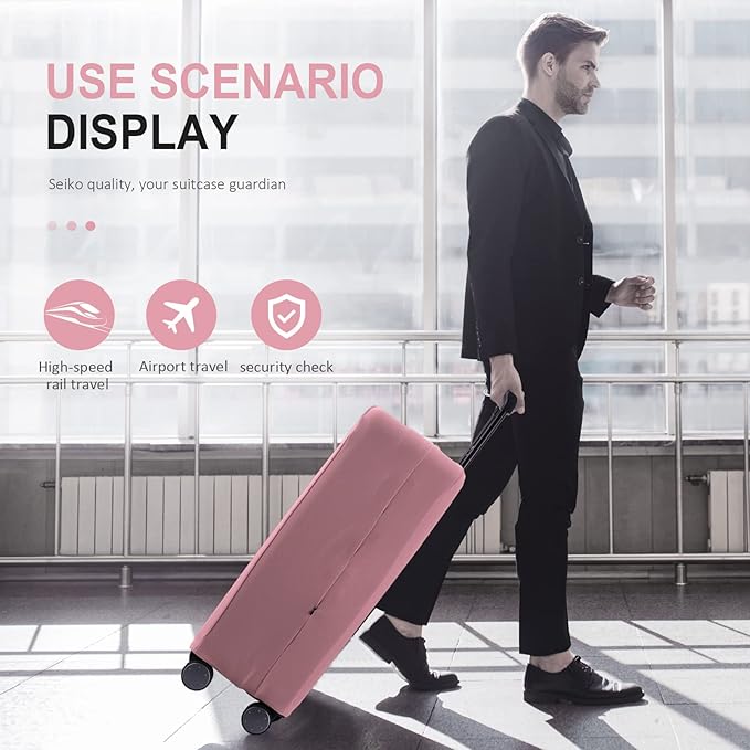 Travel Luggage Cover Suitcase Protector Scratch-Resistant Fit 19-31 Inch Suitcase, Not Included Suitcase (Pink, 2XL(30-31 inch))