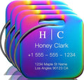 Stainless Luggage Tags for Suitcases 4 Pack: Metal Personalized Luggage Tags for Backpacks & Bags with Customizable Texts (Rainbow)
