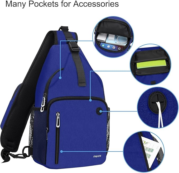 MOSISO Sling Backpack Bag, Crossbody Shoulder Bag Travel Hiking Daypack Chest Bag with Front Square Pocket&USB Charging Port