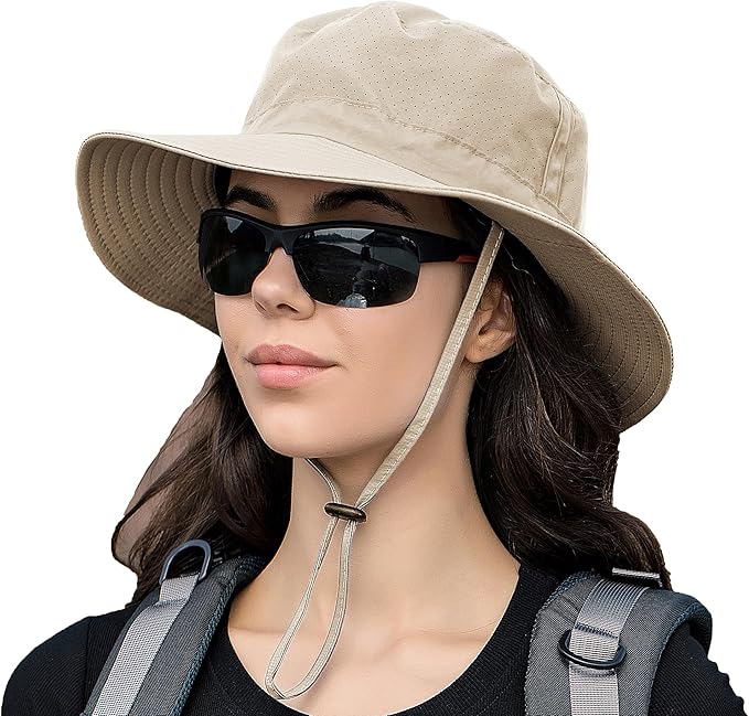Rosoz Sun Hat for Men Women Boonie Bucket Hat Wide Brim Breathable Cooling Fishing Hats Safari Beach Garden UV Protection