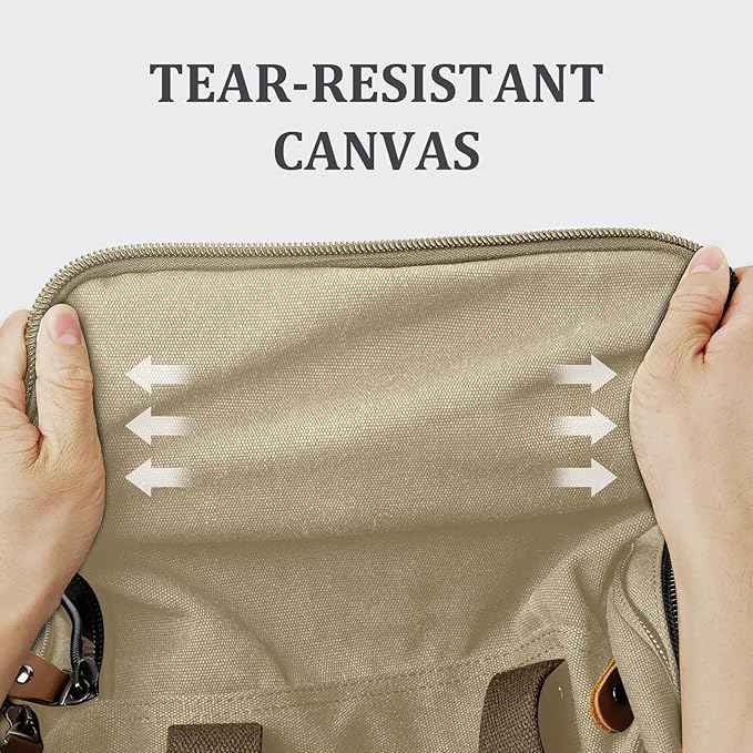 Gonex Canvas Duffle Bag for Travel 50L Expandable Duffel Weekend Overnight Bag (Khaki)