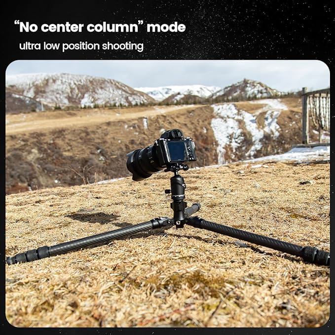 Fotopro Carbon Fiber Tripod 64 Inch 360 Degree Ball Head Quick Release Plate Camera Tripod Compatible with Canon Nikon Sony DSLR Camcorder, Black
