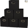 Household Essentials 80-1 Foldable Fabric Storage Bins | Set of 6 Cubby Cubes With Handles | Black