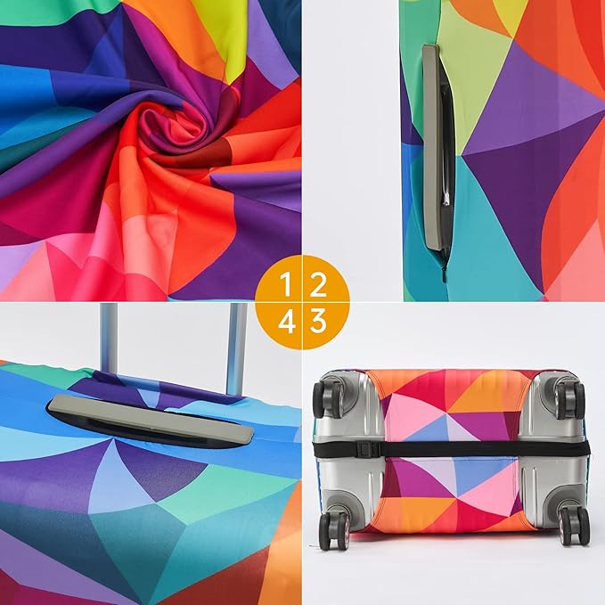 Travelkin Luggage Covers For Suitcase Tsa Approved,Suitcase Cover Protector Fit 18-32 Inch Luggage (Colorful Geometry, S)