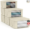 Sorbus Medium Clothes Storage Bags - Foldable Blanket Storage Bins for Organizing Bedroom, Closet, Clothing, Comforter, Organization with Clear Window, Lids and Carry Handles - Set of 10