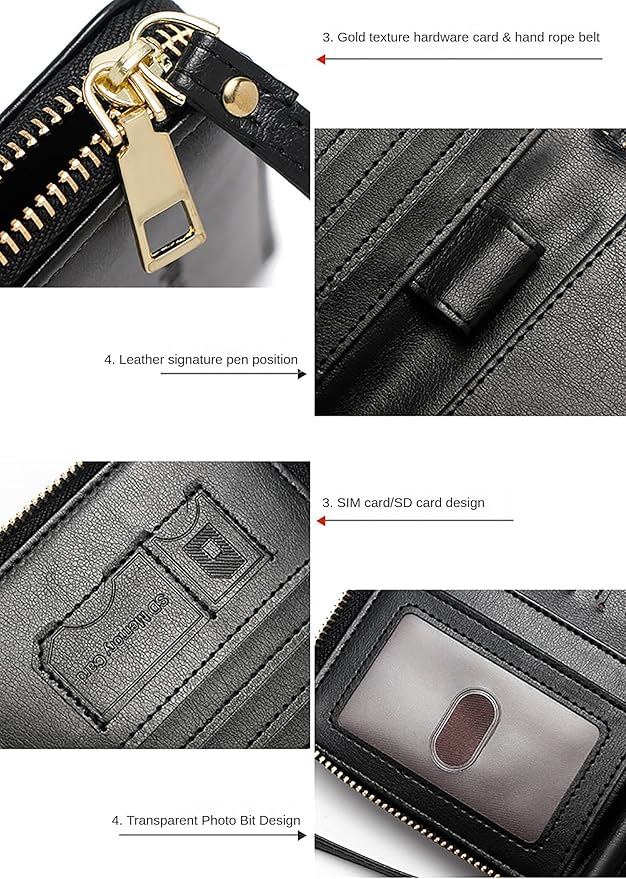 Rowgins Rfid Blocking Passport Holder Wallet, Rowgins Rfid Passport Holder with Zipper, PU Leather PassportHolder for Travel (BLACK)