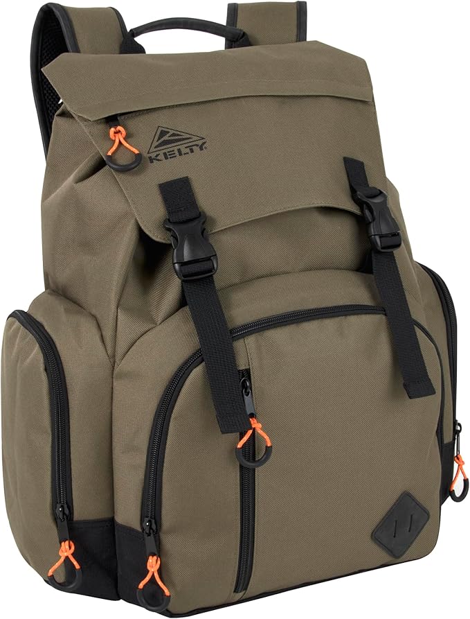 Kelty Hiking Backpacks 23 L Canvas Travel Laptop Backpack for Men Women, 18" Business Work Rucksack College Computer Bag (Olive Travel Pack)