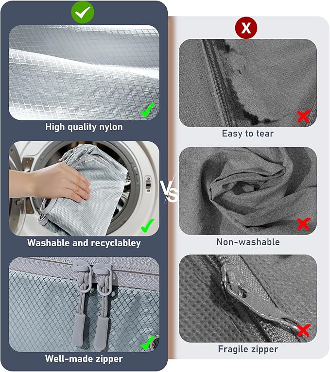 DIMJ Comforter Storage Bag 6 Pack - Blanket Storage Organizer Compression Bags, Large Capacity Ultra Space Saving Self Compression Organize for Bedding, Pillow, Duvet, Sheet Storage with Zipper Window