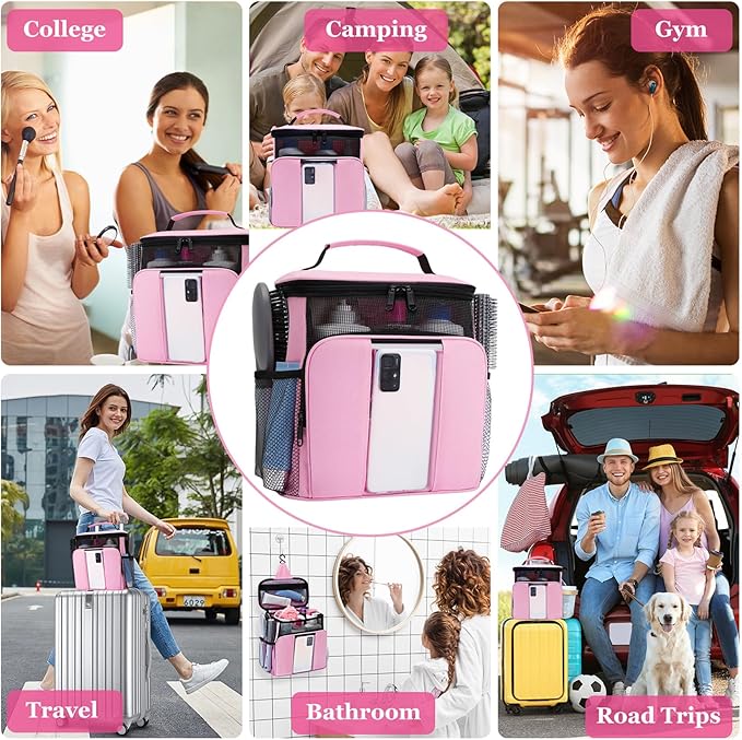 Mesh Shower Caddy,Portable HangingTravel Toiletry Bag Dorm Room Essentials for College Students Girls,Large Makeup Organizer for Full-Sized Toiletries,Travel Essentials for Women Girls Camping Beach