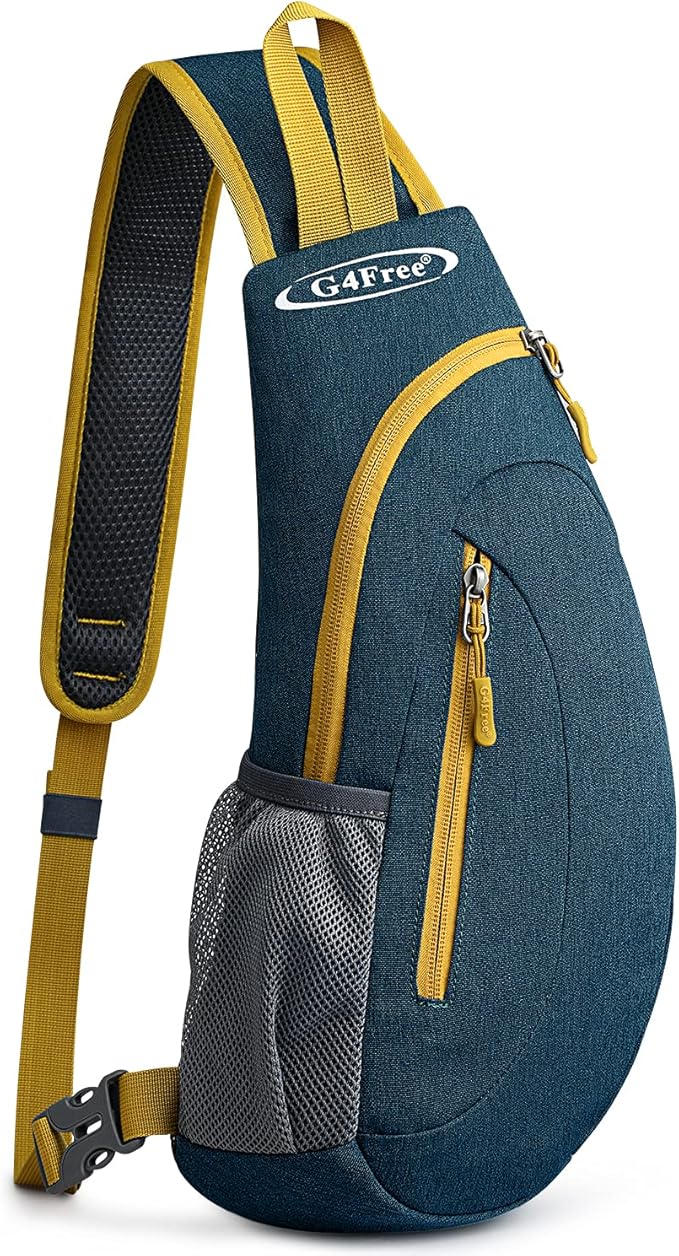G4Free Sling Bag for Men Women, Small Crossbody Backpack Lightweight Chest Shoulder Bags for Travel, Outdoor and Sports (Dark blue)