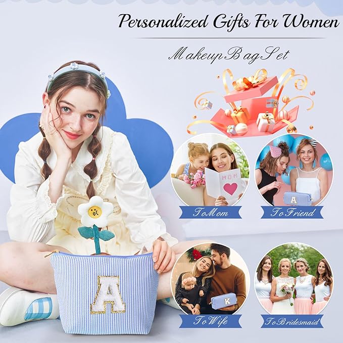 YOOLIFE Teen Girl Gifts- Cute Makeup Bag for Bridesmaid Friends | Travel Bag for Bride Maid Matron of honor Bridal Shower Personalized Bachelorette Girlfriend Gifts Teen Girl Gifts Trendy Stuff D