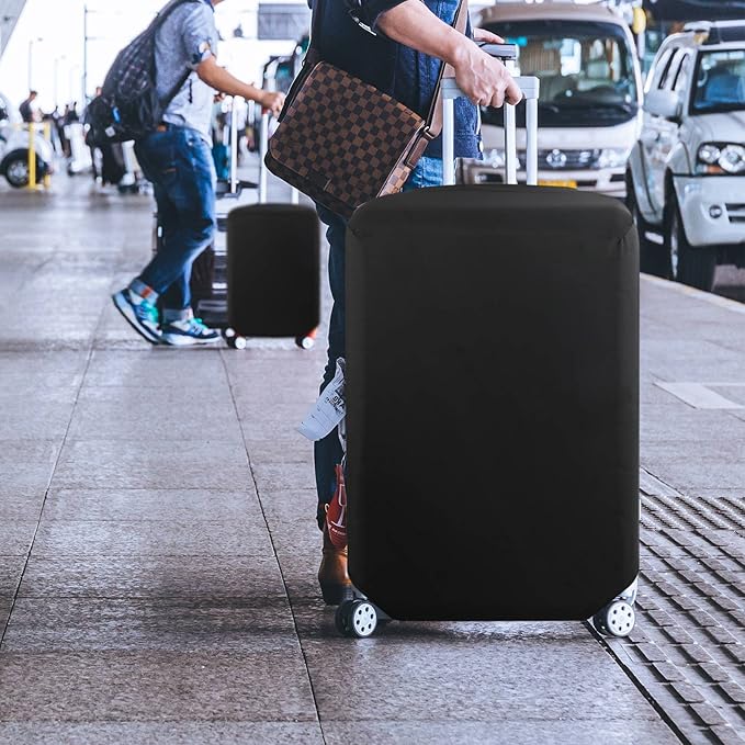 HYPER VENTURE Washable Luggage Cover - Fashion Suitcase Protector Fits 18-22 Inch Luggage (Black, S)