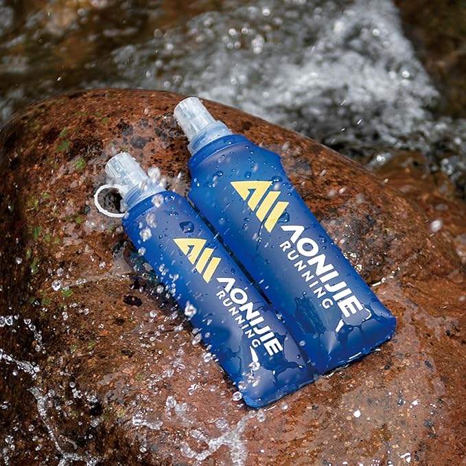 TRIWONDER Soft Flask Collapsible Water Bottles Running Bottle BPA-Free Foldable Handheld Runner Water Flask for Hydration Pack Marathon Hiking Cycling Climbing Travel (01# 500ml - Pack of 2)