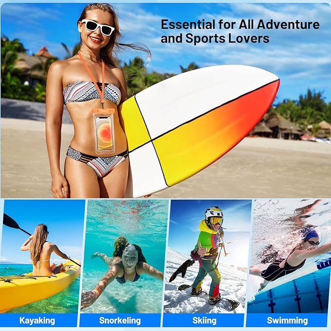 Waterproof Phone Pouch Bag - 8.5in WaterProof Cell Phone Case for Beach Travel Must Haves, Waterproof Phone Holder with Lanyard for iPhone 16 15 Pro Max Galaxy S24 S23 Ultra Pixel 8, Cruise Essentials