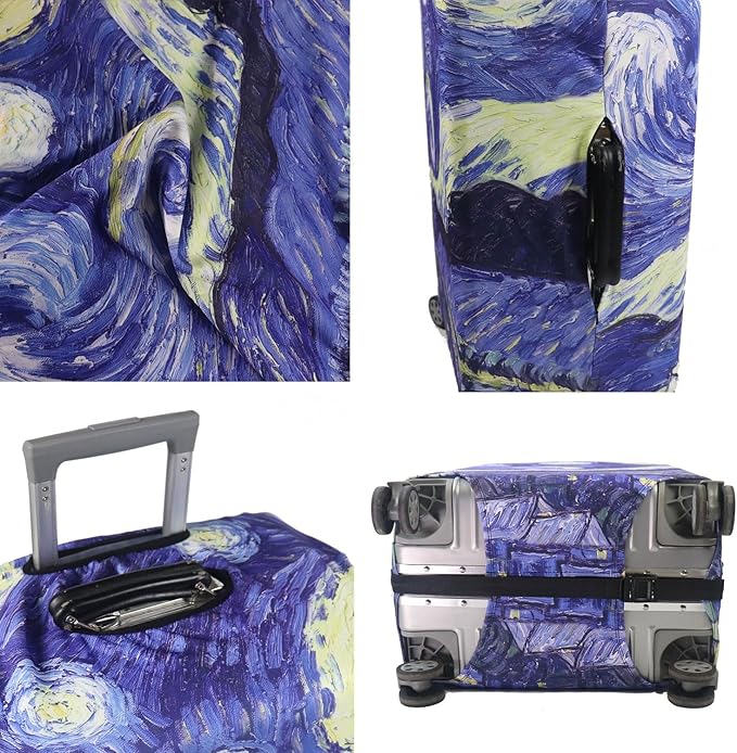 MosaiRudo Thicker Luggage Cover Elastic Suitcase Cover Protector Fits 18-32 Inch Suitcase Travel Accessories (Starry Sky, L)