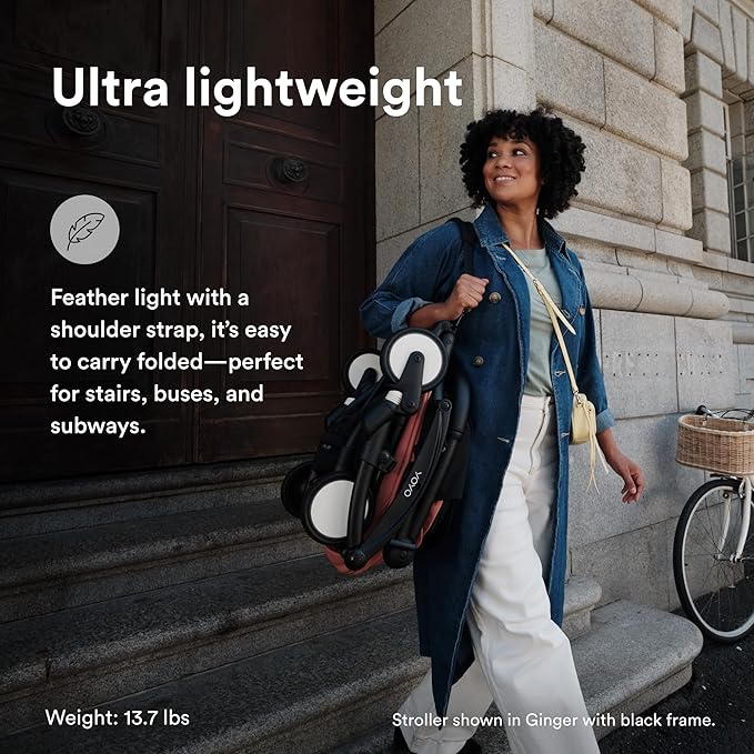 Stokke YOYO3 Stroller from 6 Months - Includes White Frame/Aqua Seat Cushion + Canopy - Folds in & Out in a Flash - Light & Compact - Carry-On Compatible