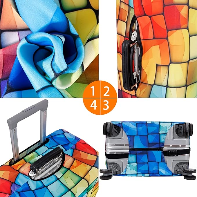 MosaiRudo Travel Luggage Covers For Suitcase Tsa Approved,Suitcase Cover Protector Fit 18-32 Inch Luggage Travel Accessories (T2502, M)
