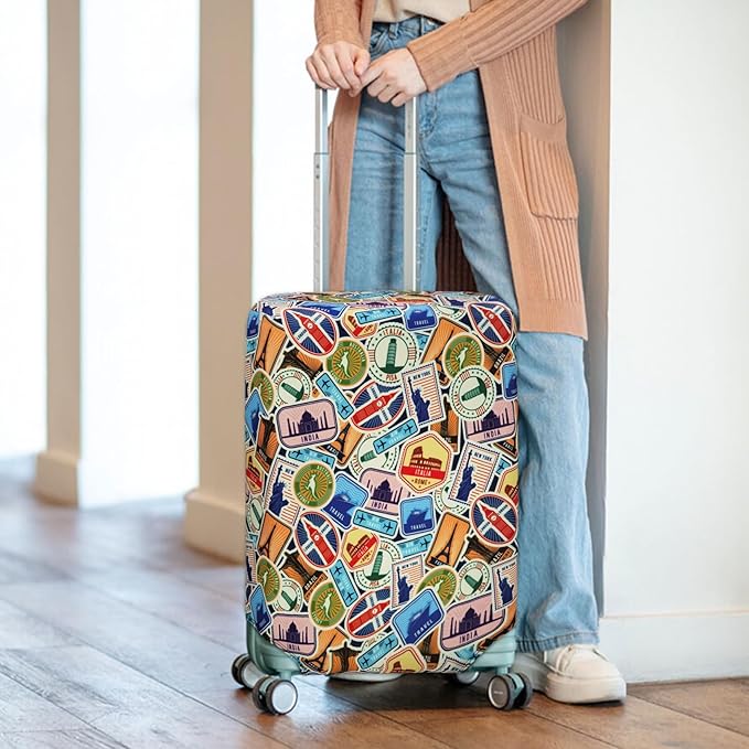 HYPER VENTURE Washable Luggage Cover - Fashion Suitcase Protector Fits 18-22 Inch Luggage (World Voyage, S)
