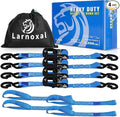 Ratchet Straps 4 Pack - 5,208 Lbs Break Strength 1.5 in x 8.2 Ft Heavy Duty Ratchet Tie Down Straps with S Hooks Set for Truck, Cargo Van, Trailer, Motorcycle (Blue)