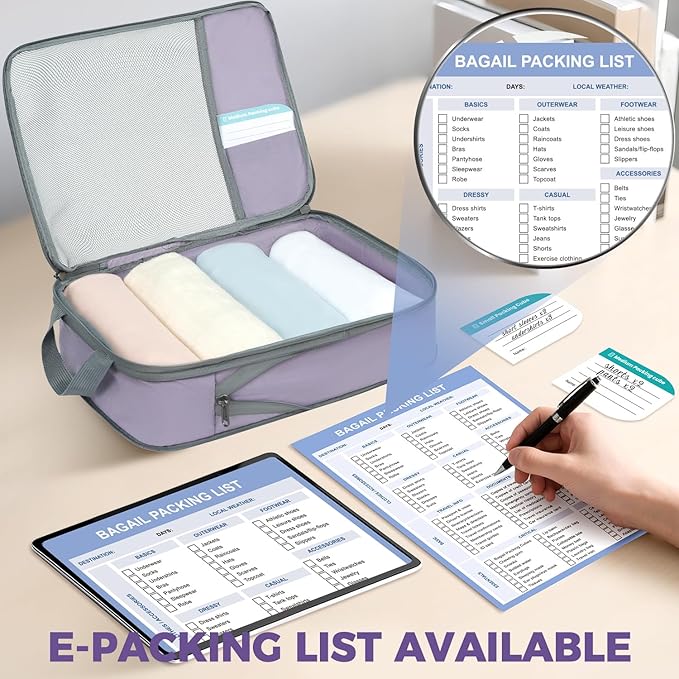 BAGAIL 6 Set/4 Set Lightweight Compression Packing Cubes for Travel, Anti-Tearing Expandable Organizer Bags for Suitcase